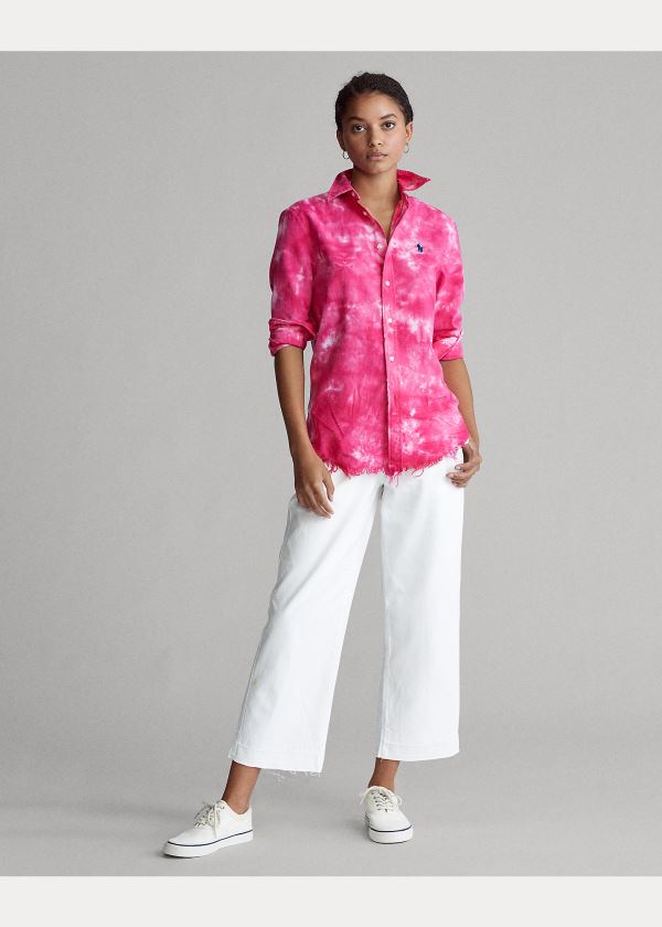 Polo Ralph Lauren Ko ulje enske Popusti Polo Ralph Lauren Tie Dye Oxford Shirt Roze